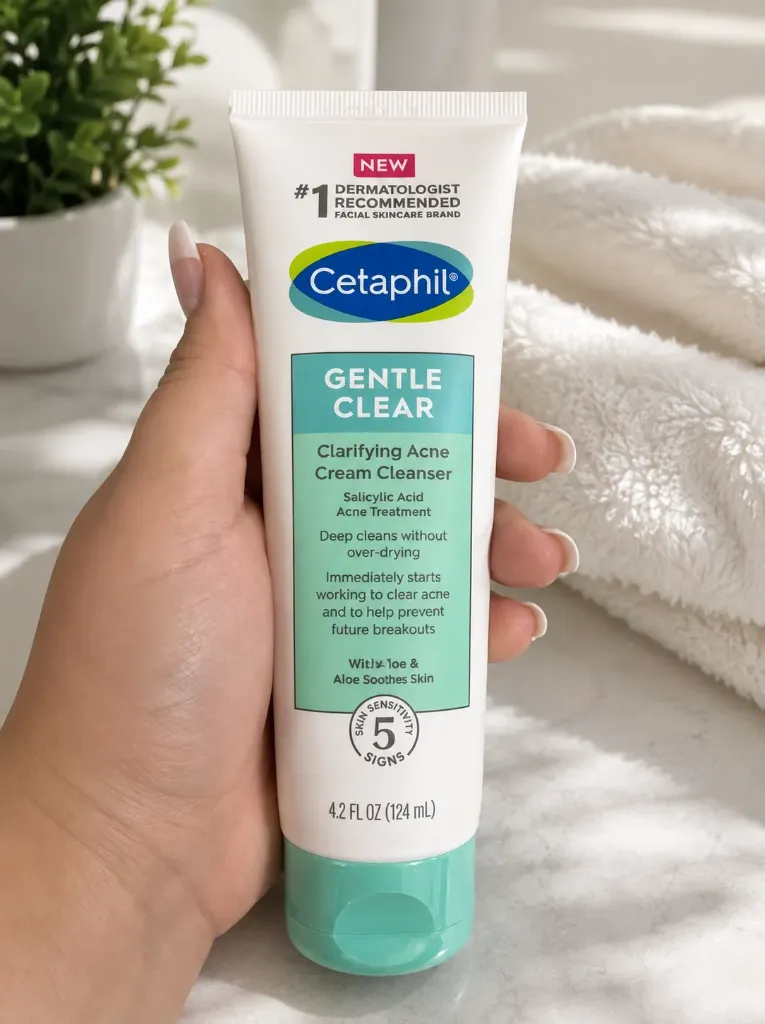 Cetaphil Gentle Clear Clarifying Acne Cream Cleanser with 2% Salicylic Acid-Size: 124ml